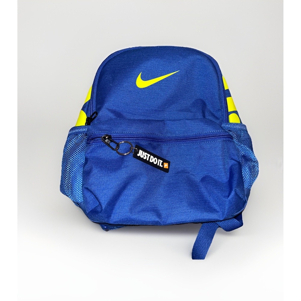 Nike Brasilia JDI Kids' Mini Backpack Blue Yellow Design